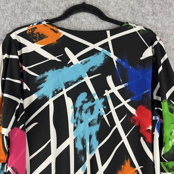 Calessa Tunic Top Womens Medium Abstract Colorful Flutter Sleeve Bold Artsy - Picture 11 of 14